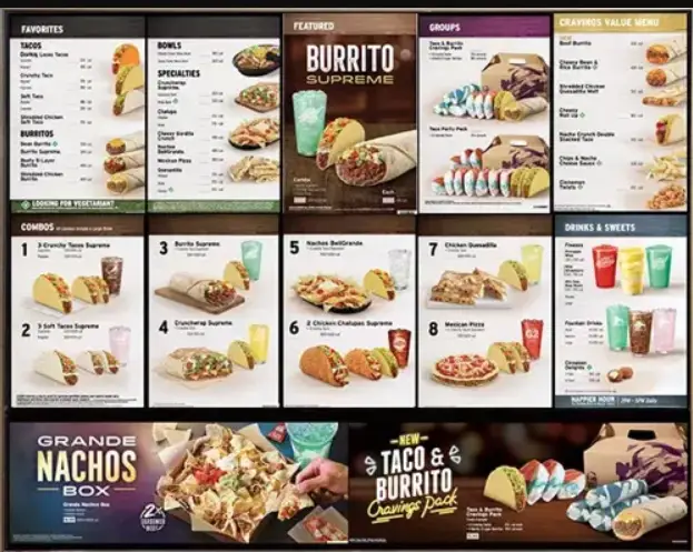 Taco Bell Burritos Menu